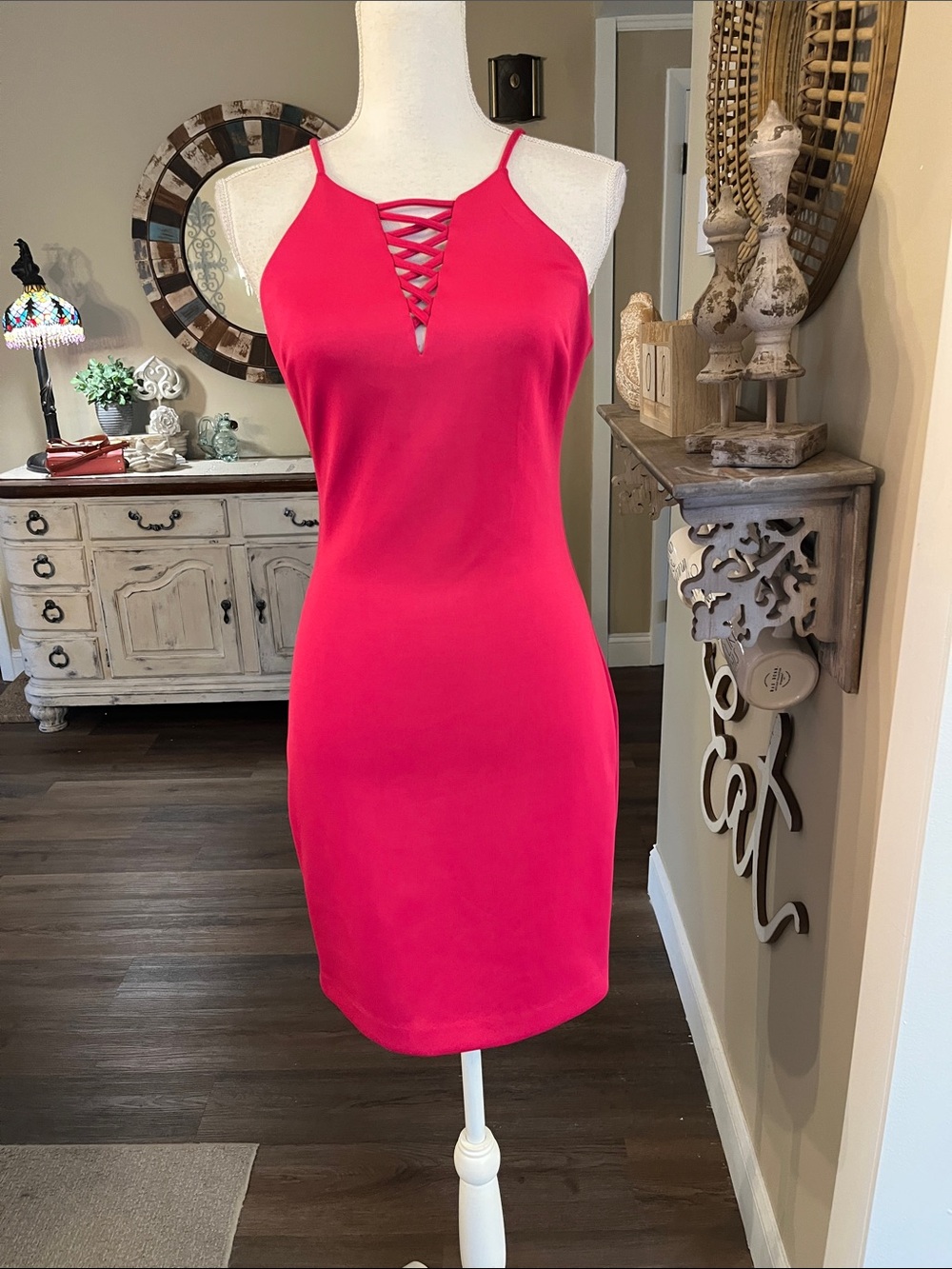 Guess Crisscross Front Bodycon Mini Dress